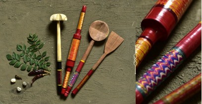 Rasoi ✯ Kutch lacquer ladles { Set of Four } ✯ 1